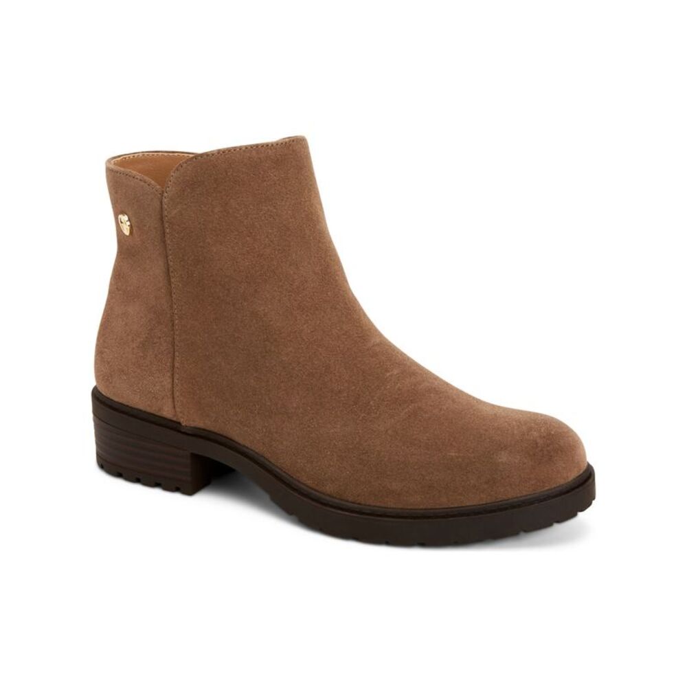Giani Bernini Womens Beige Padded Briarr Zip-Up Leather Booties 10 M